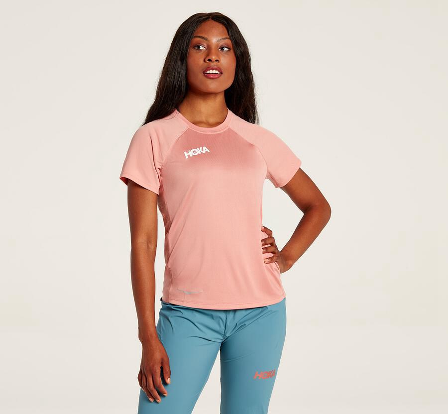 Hoka Womens Tops NZ - Hoka One One Performance Pink (AOZ914208)